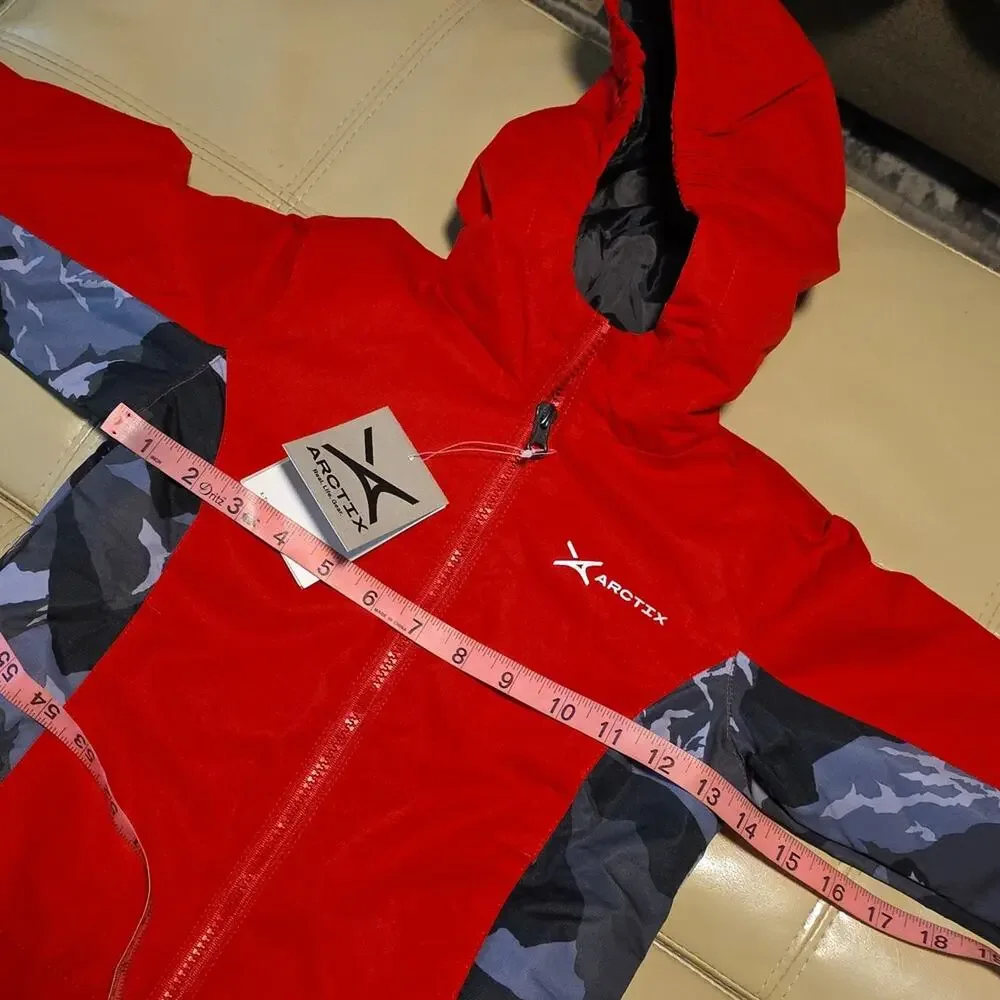 Arctix Insulated Red Grey and Camouflage Winter Hooded Coat Kids Size 3T NWT
